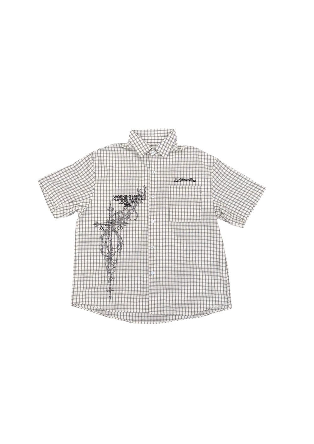 012DROP CHECK CAMISA BEIGE