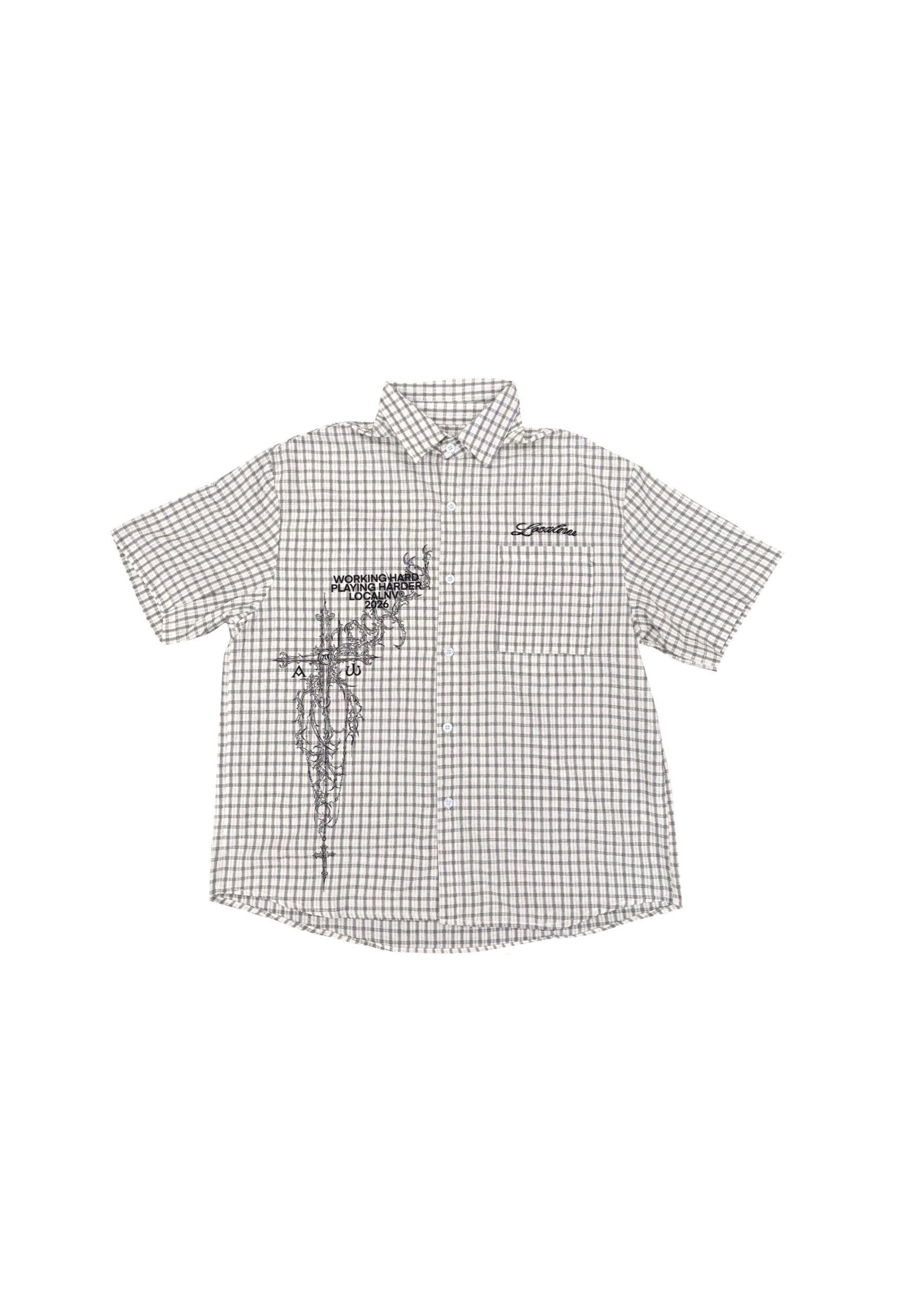 012DROP CHECK CAMISA BEIGE