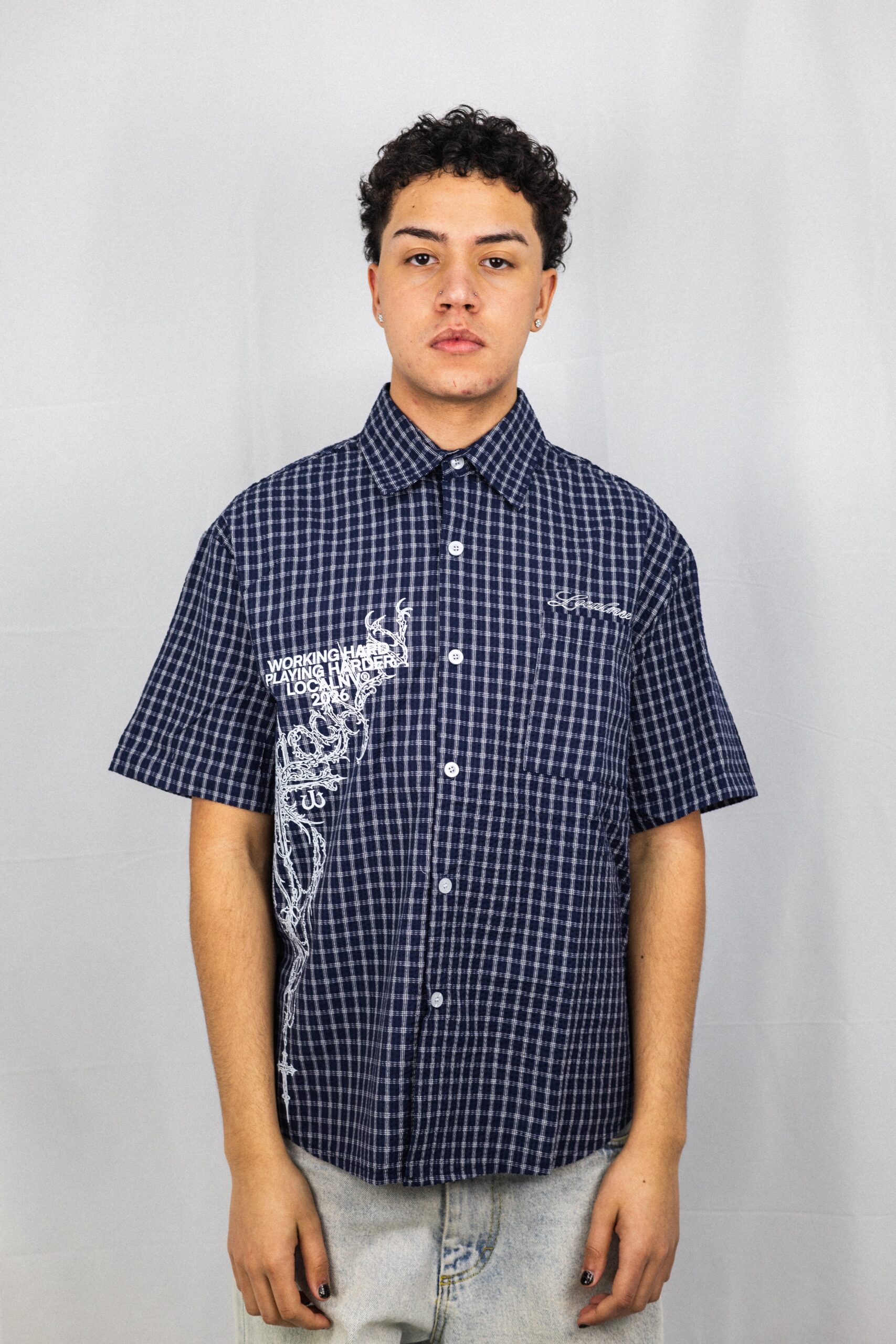 012DROP CHECK CAMISA AZUL - Imagen 3