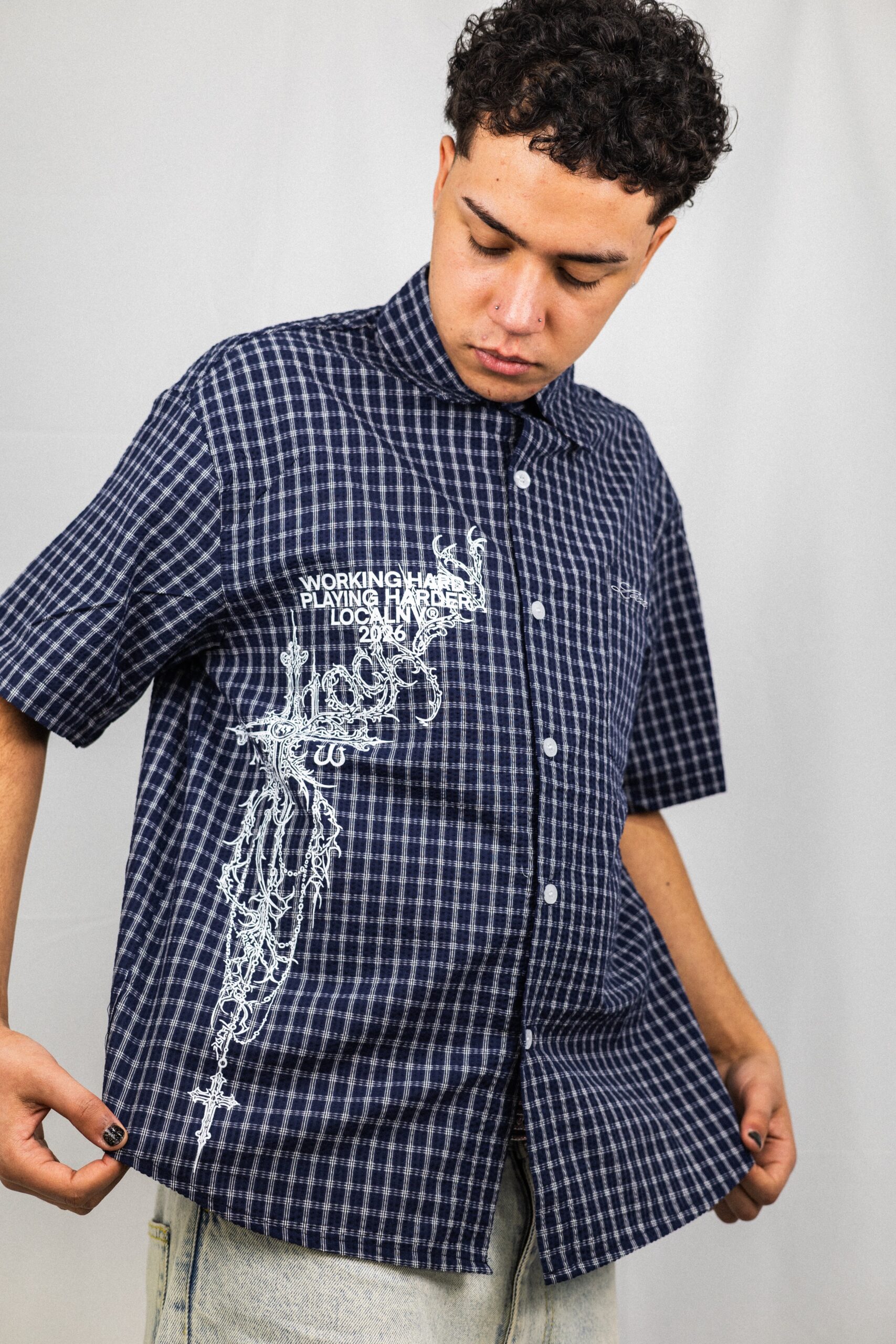 012DROP CHECK CAMISA AZUL - Imagen 5